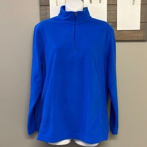 Land’s End Royal Blue 1/4 Zip Long Sleeve Mock Neck Fleece Pullover-Lrg/P 14-16